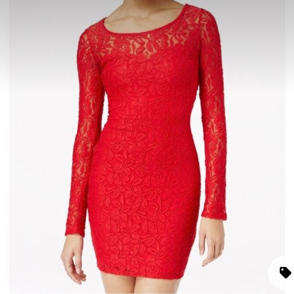 Burgundy Red Lace Bodycon Dress by Material Girl
